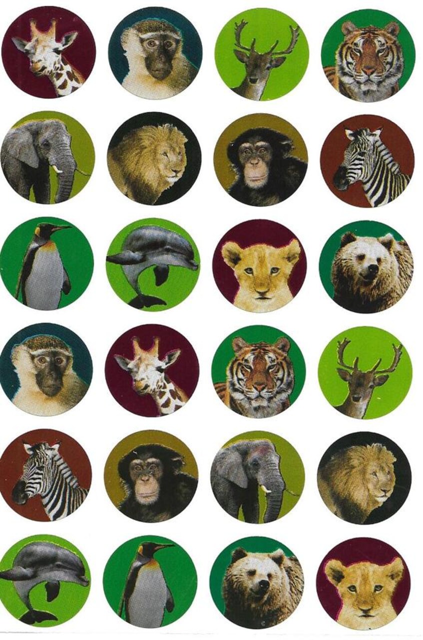 Metallic Animal Stickers – 1" Round, 240 Pack for Kids Crafts & Rewards